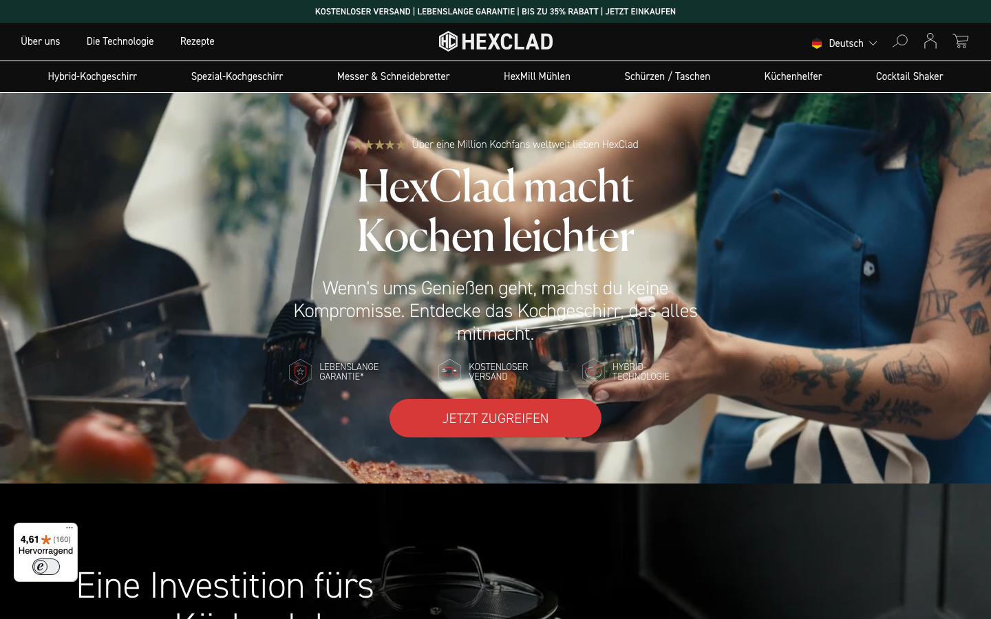 Landing page de HexClad