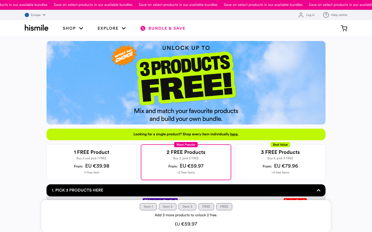 Landing page de Hismile