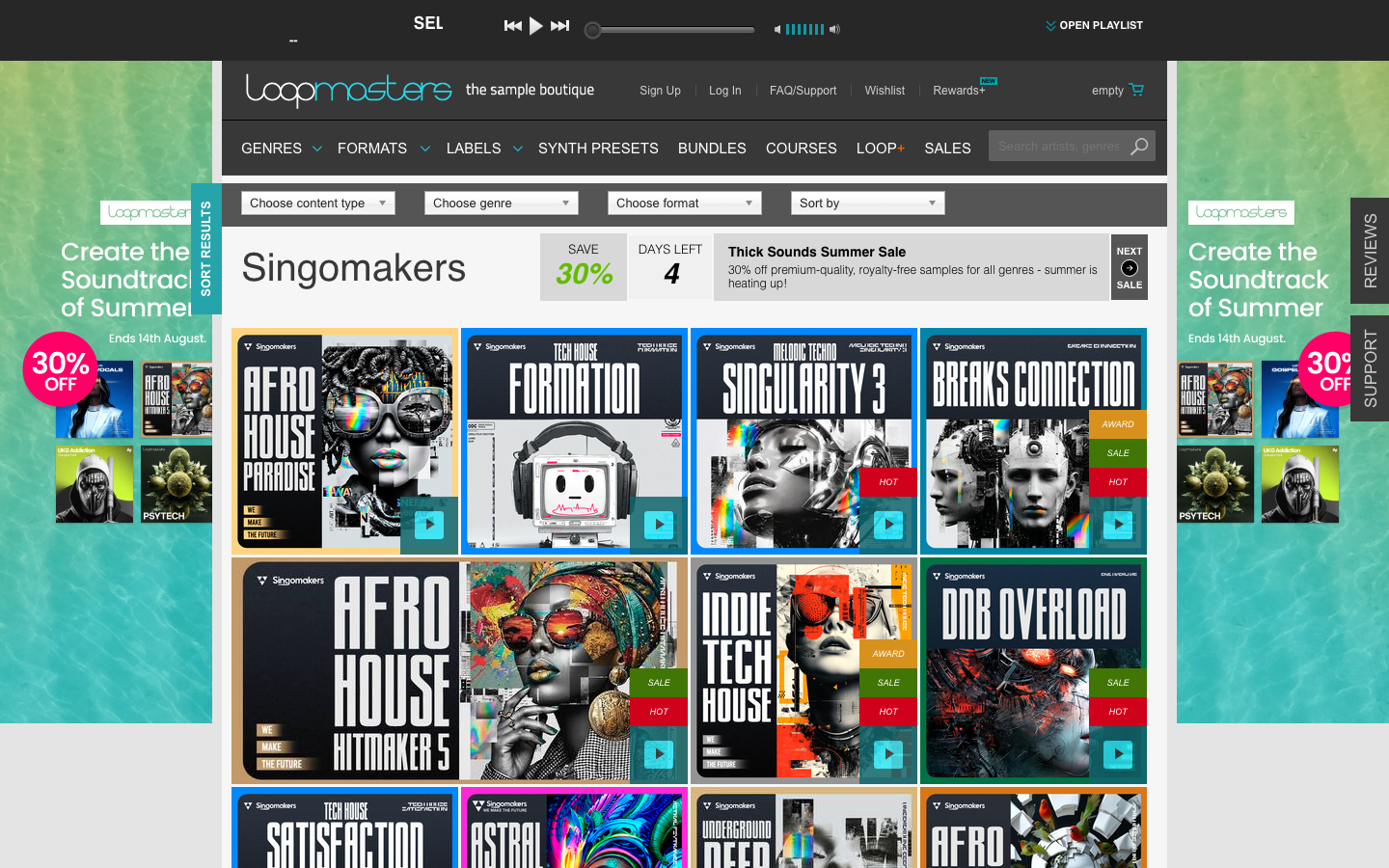 Landing page de Loopmasters