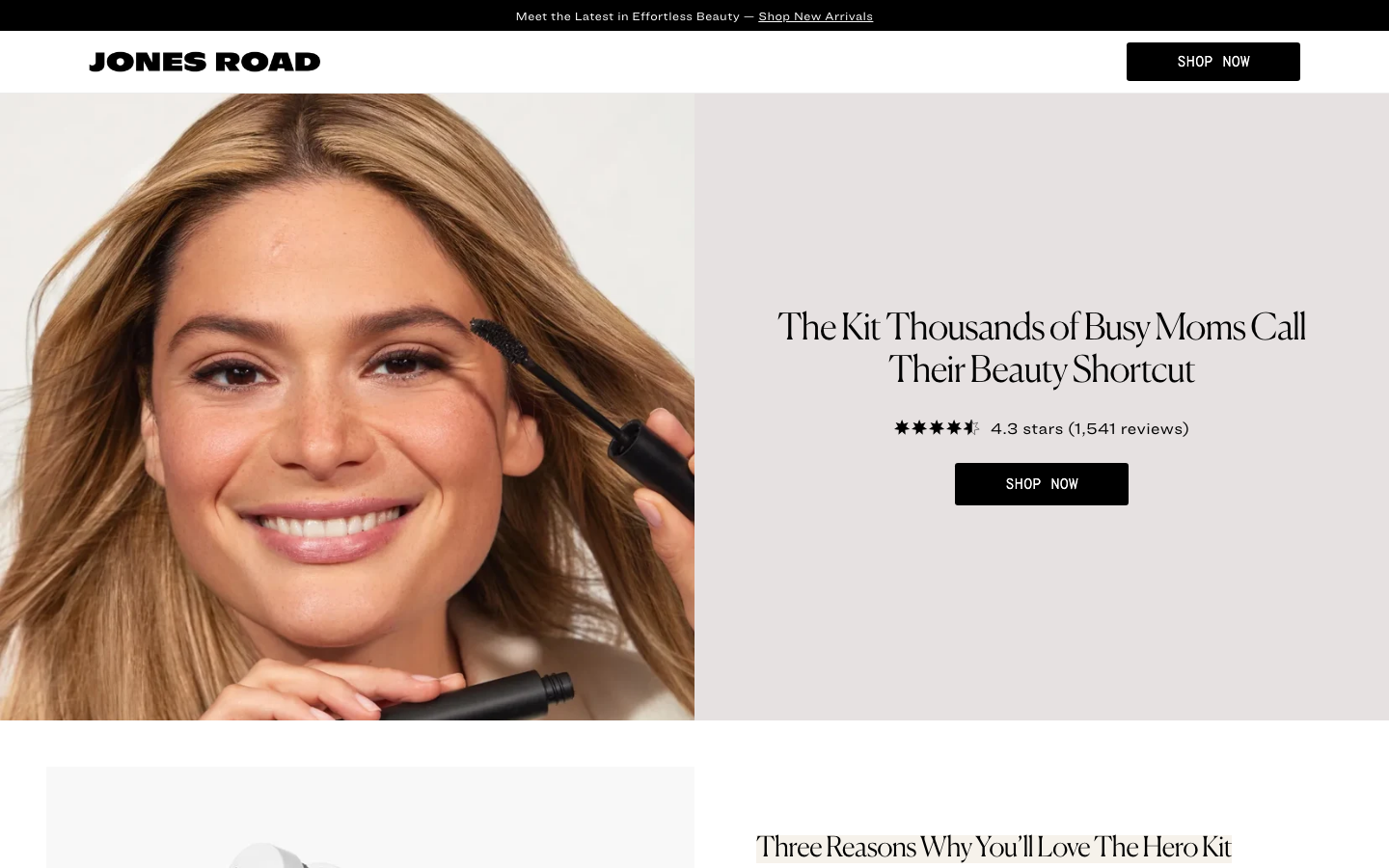 Landing page de Jones Road Beauty