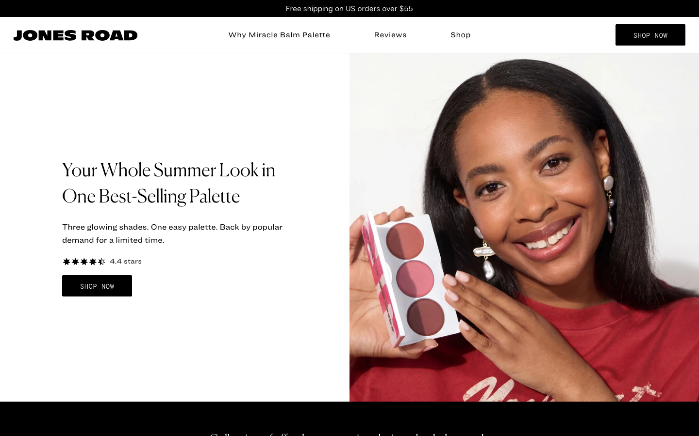 Landing page de Jones Road Beauty