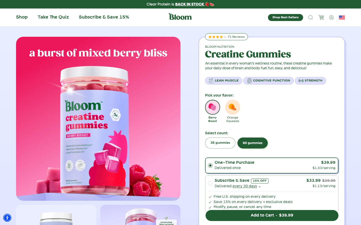 Landing page de Bloom Nutrition