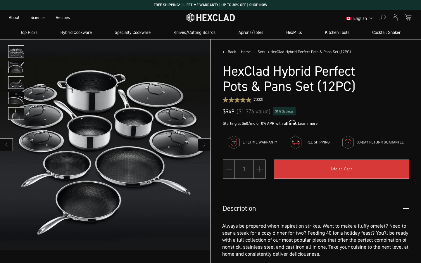 Landing page de HexClad