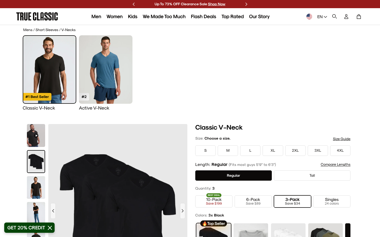 Landing page de True Classic