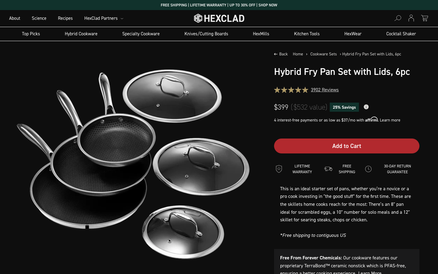 Landing page de HexClad