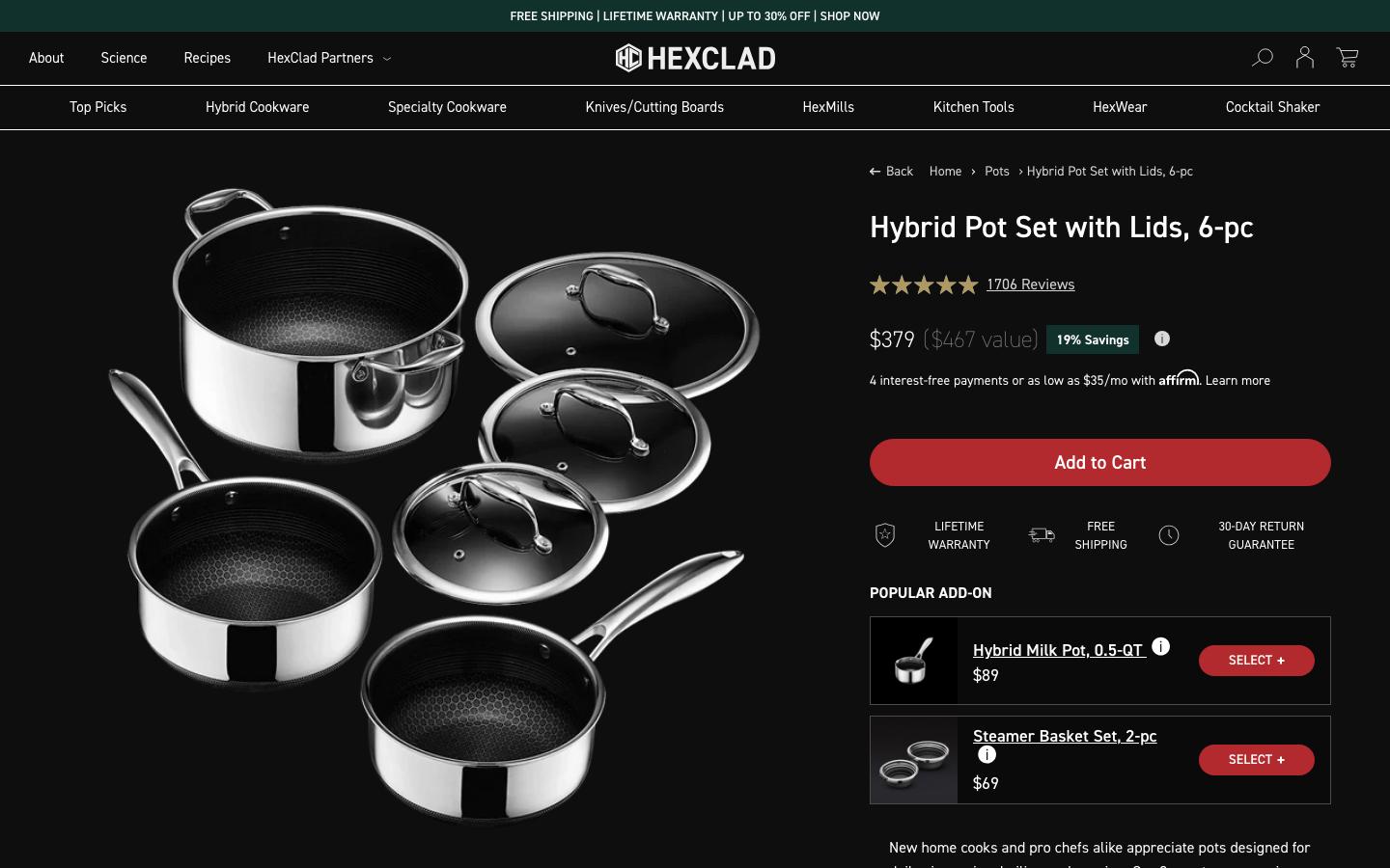 Landing page de HexClad