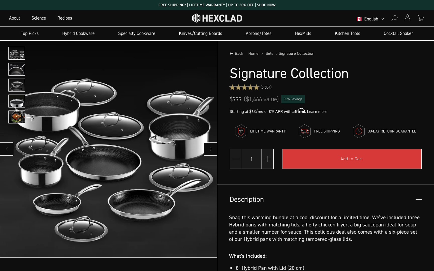 Landing page de HexClad