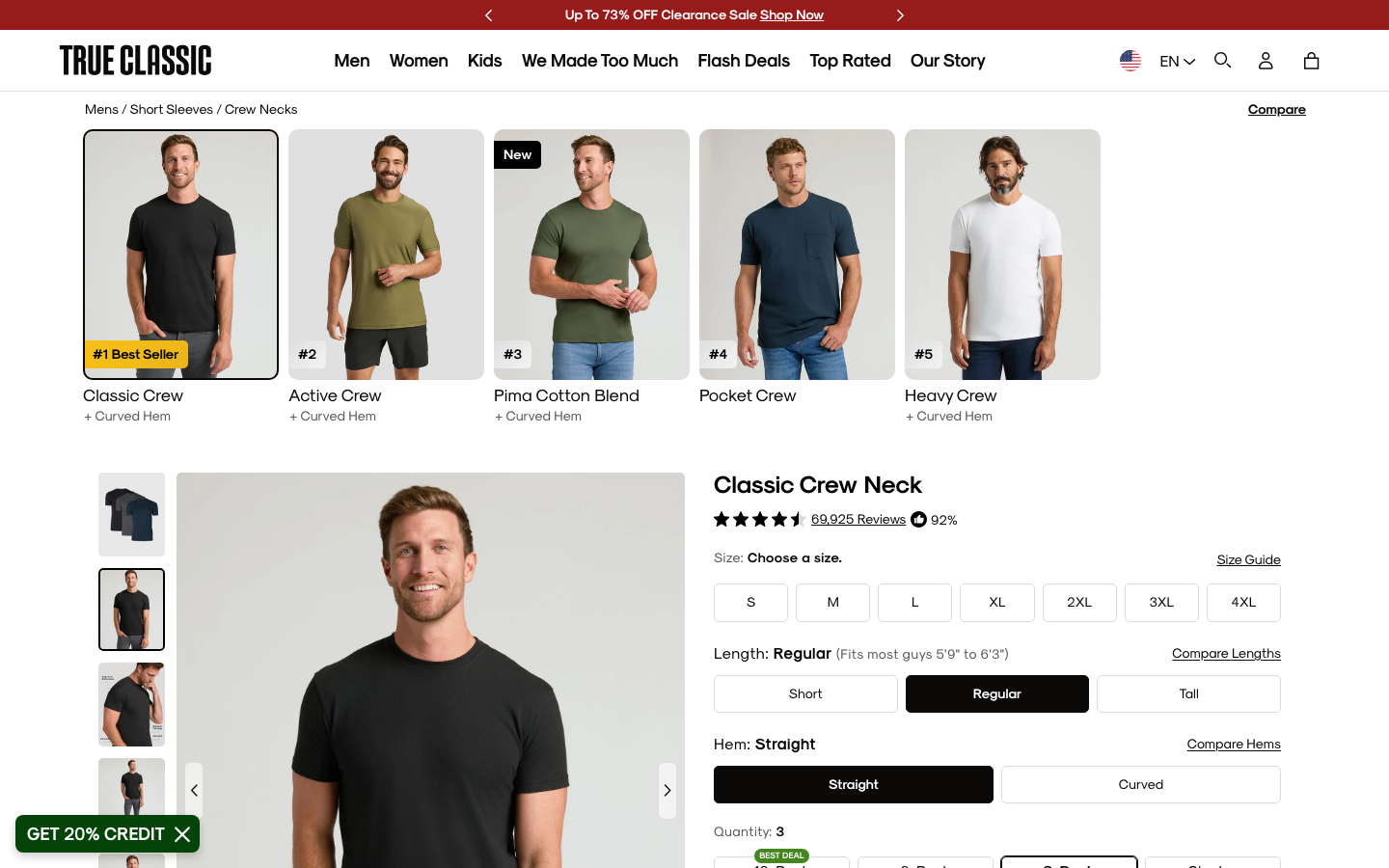 Landing page de True Classic