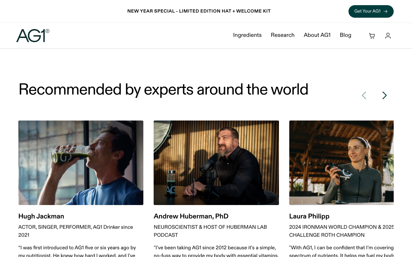 Landing page de AG1