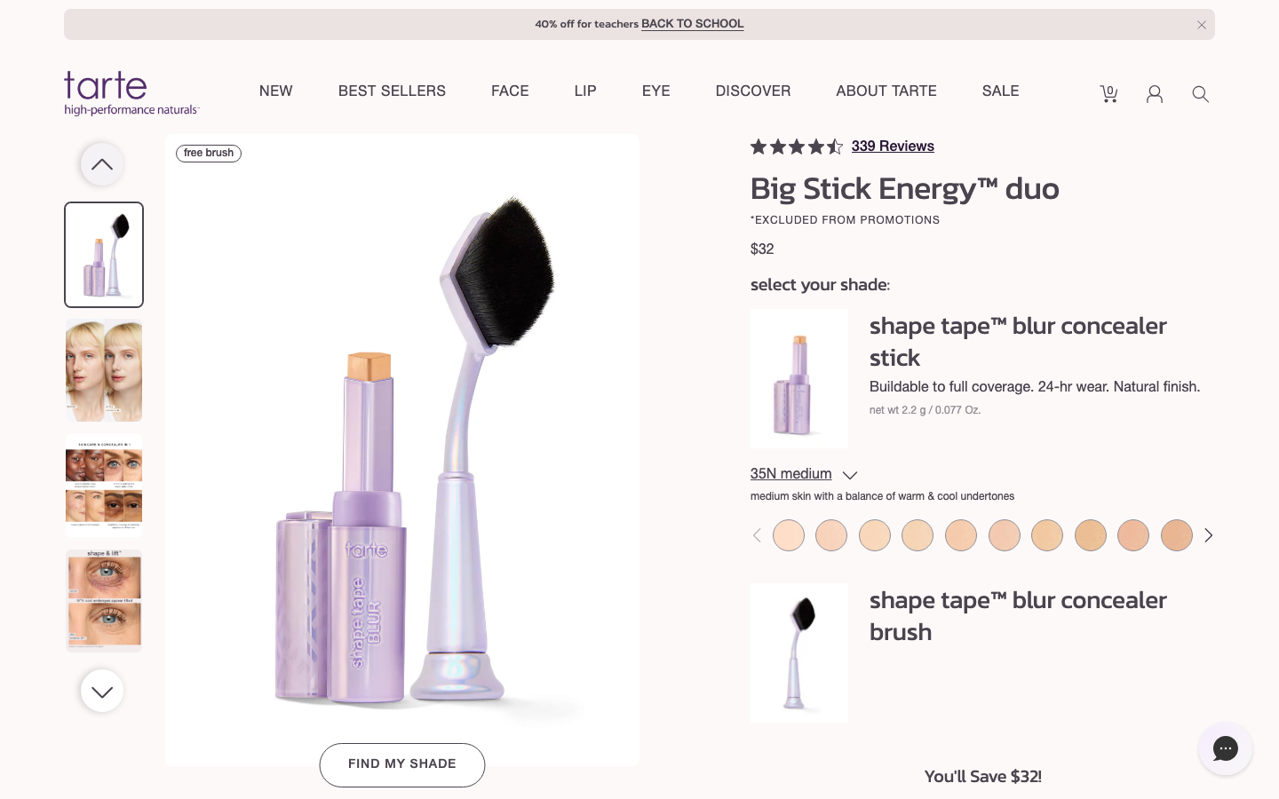 Landing page de Tarte