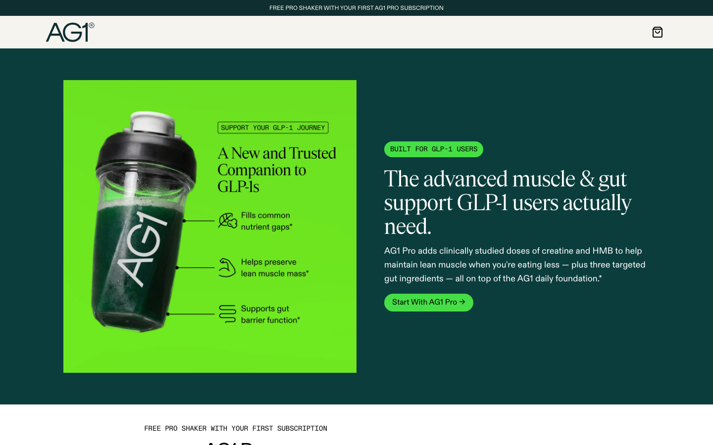 Landing page de AG1
