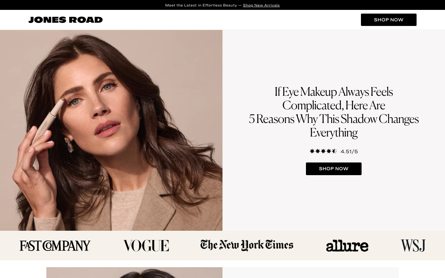 Landing page de Jones Road Beauty