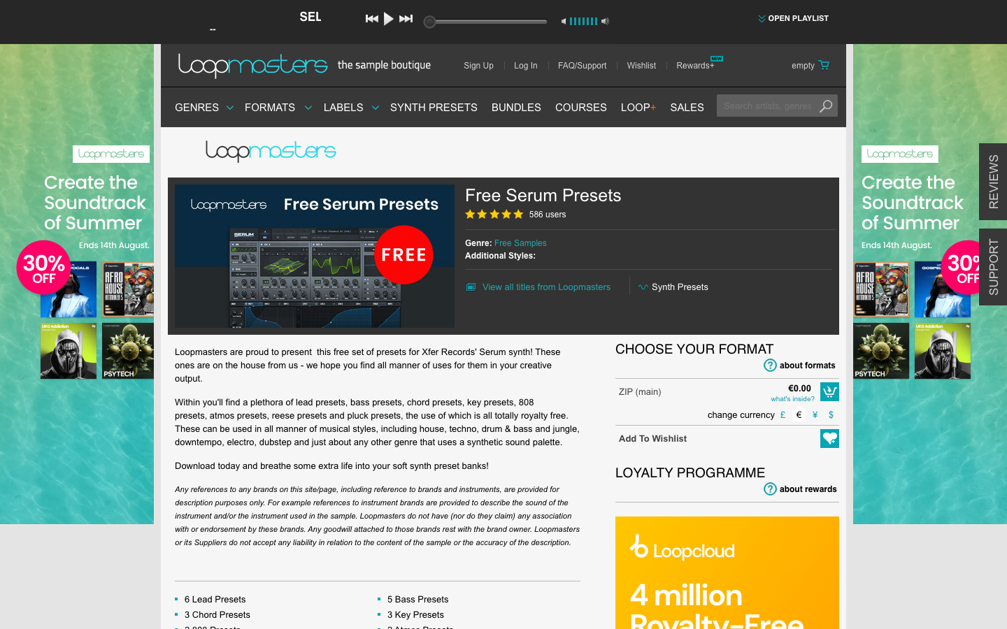 Landing page de Loopmasters