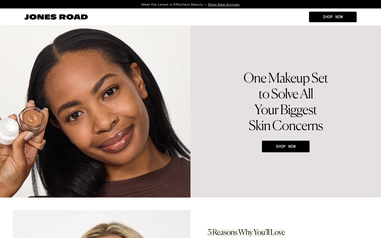 Landing page de Jones Road Beauty