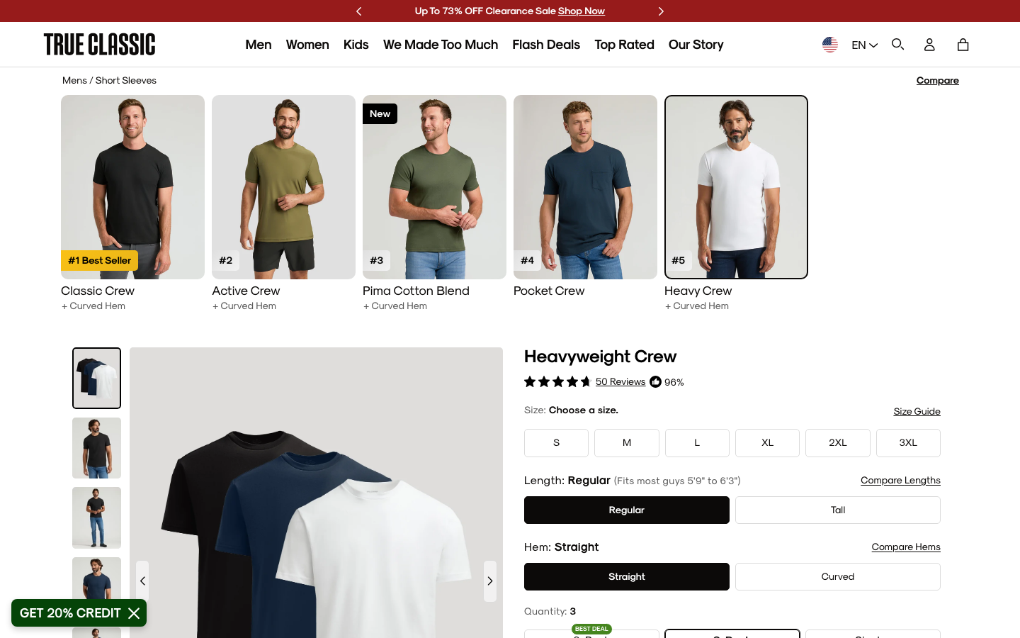 Landing page de True Classic