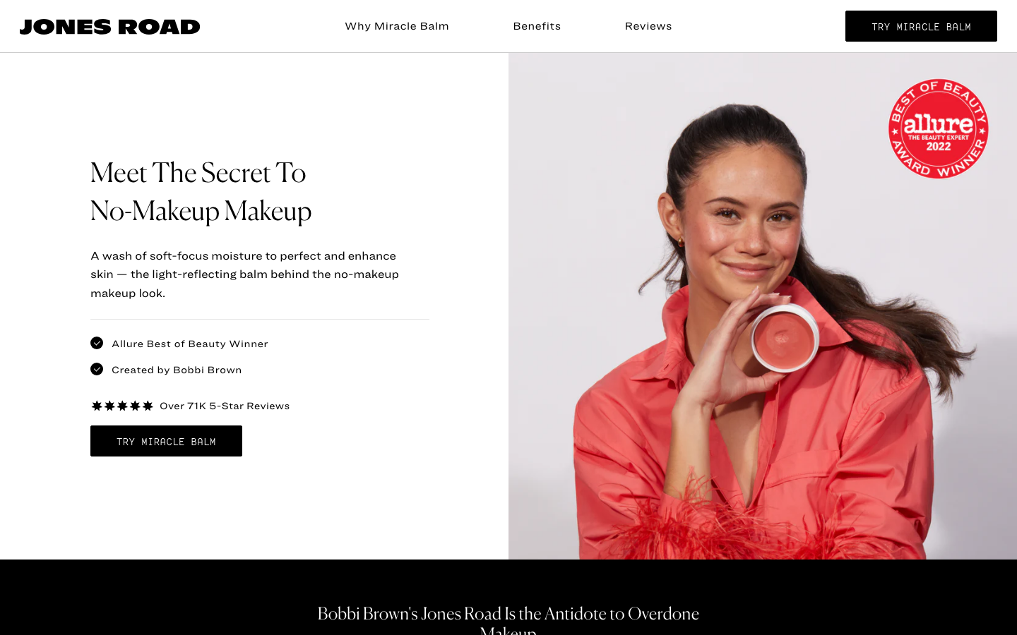 Landing page de Jones Road Beauty