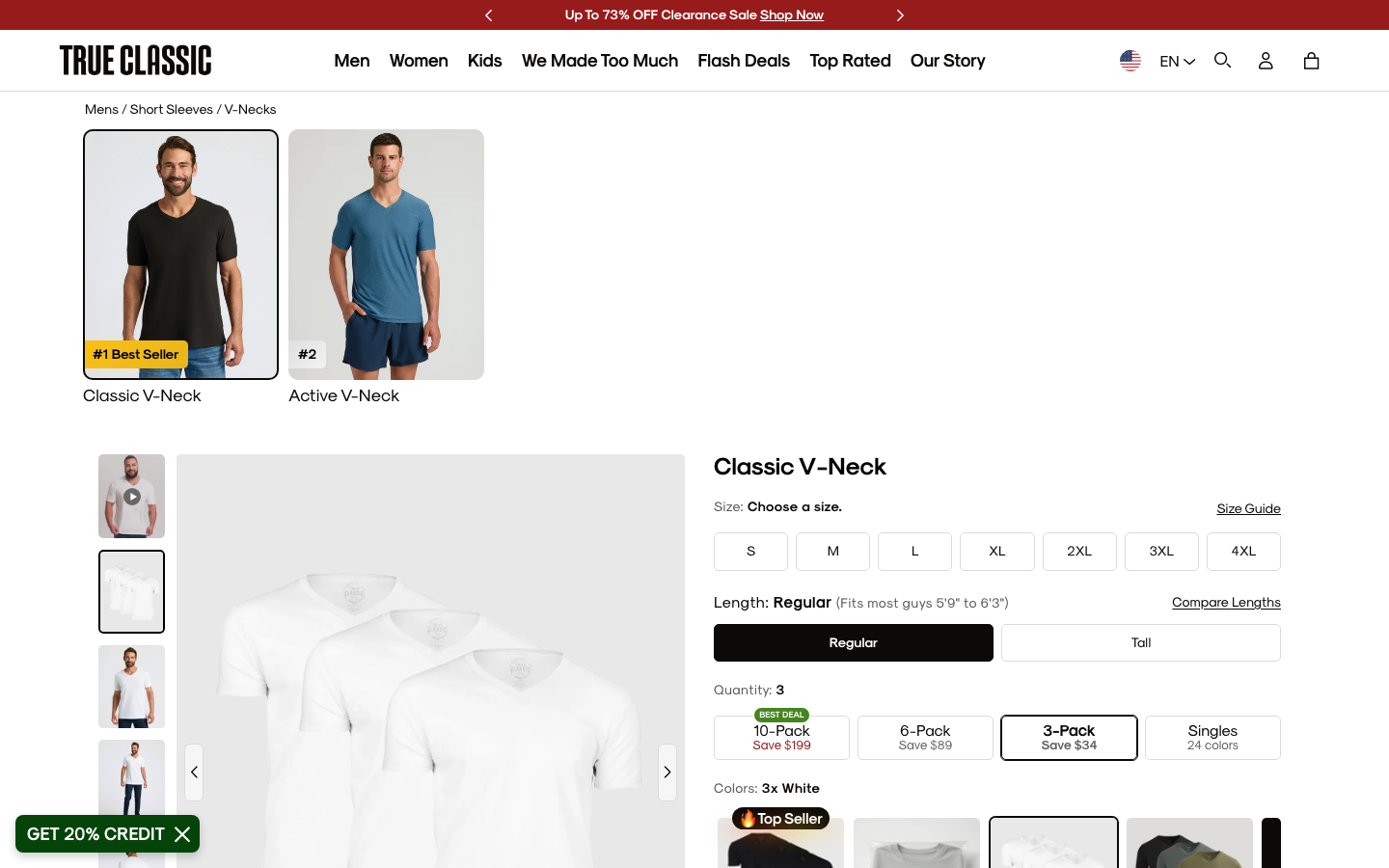 Landing page de True Classic