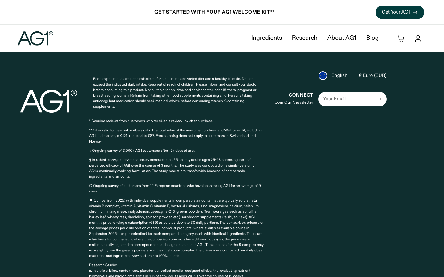Landing page de AG1