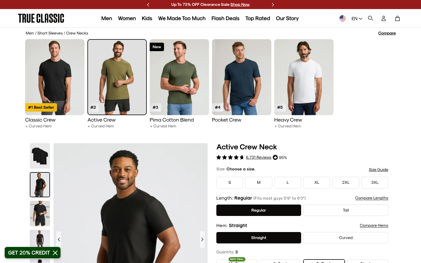Landing page de True Classic