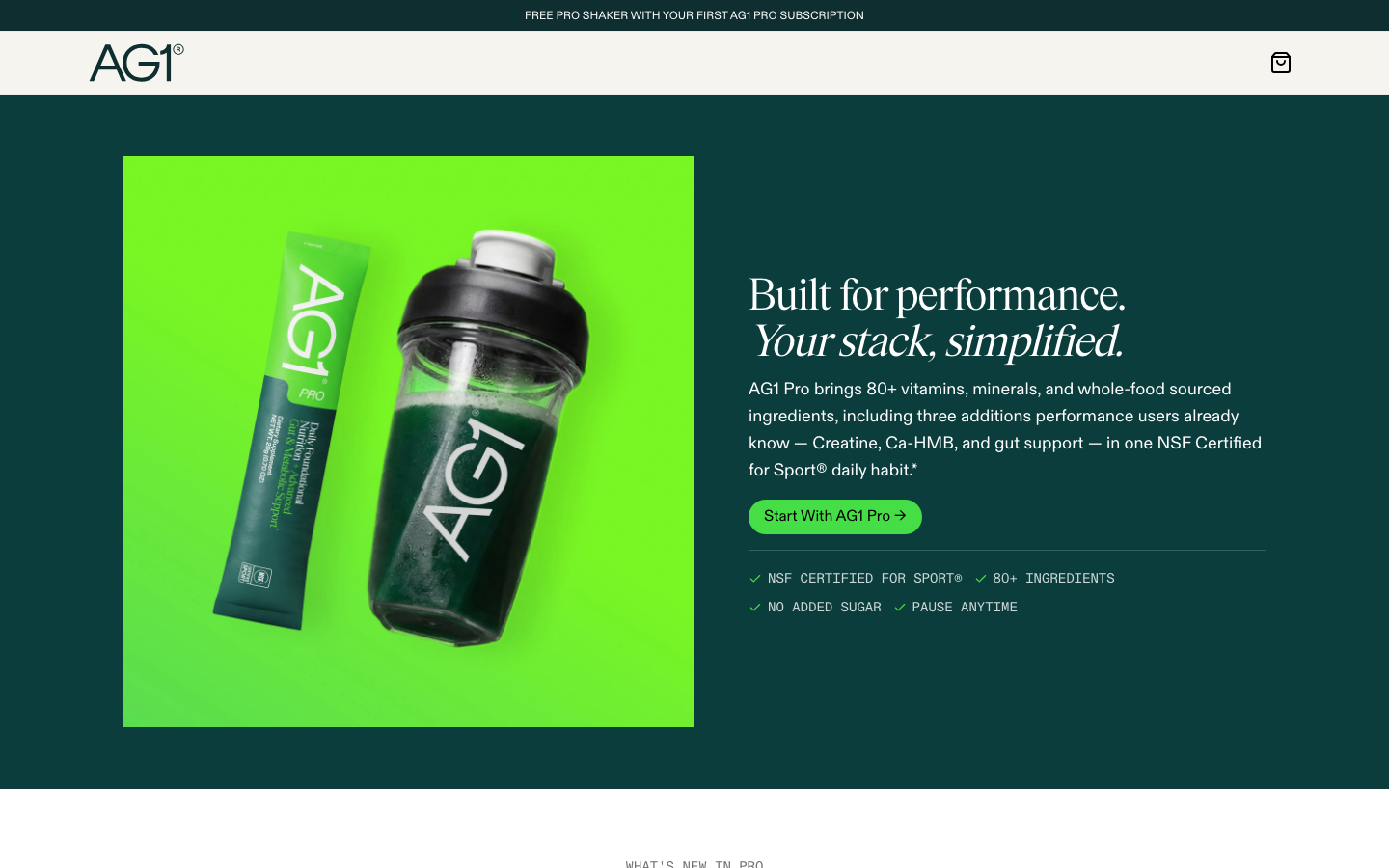 Landing page de AG1