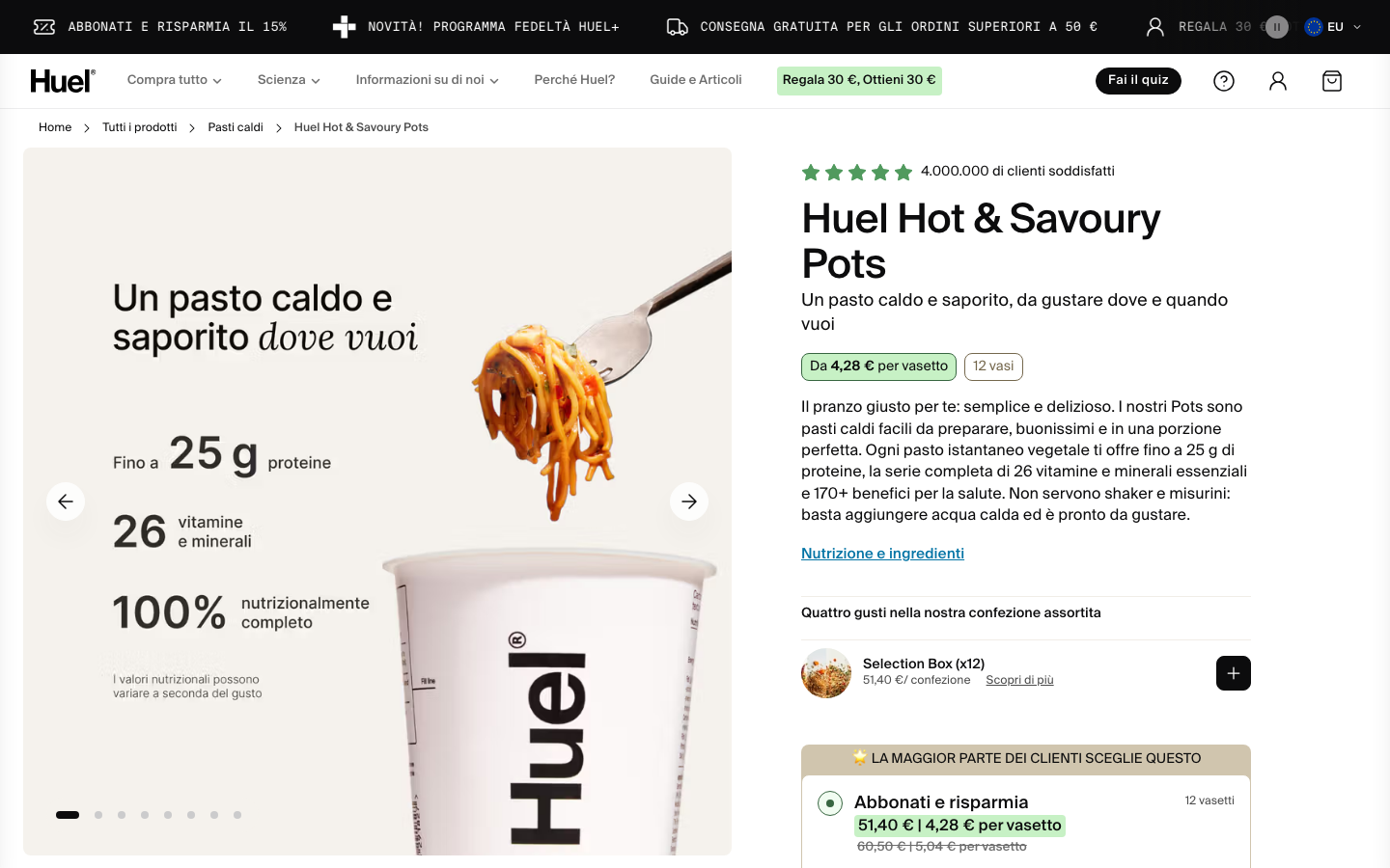 Landing page de Huel