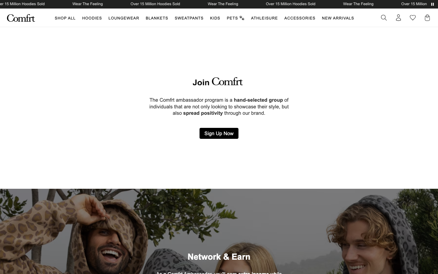 Landing page de Comfrt