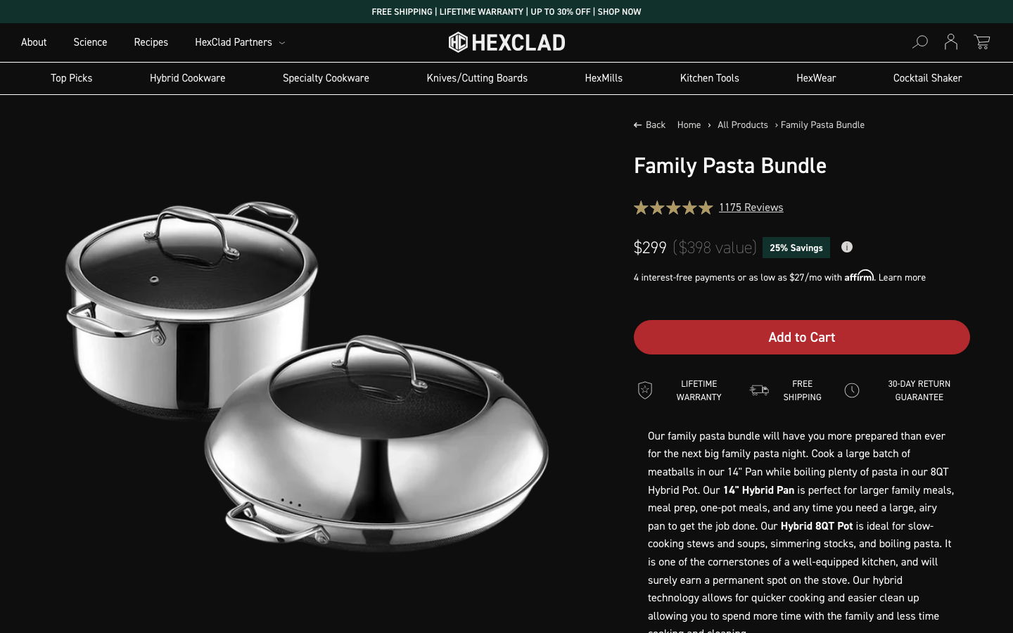 Landing page de HexClad