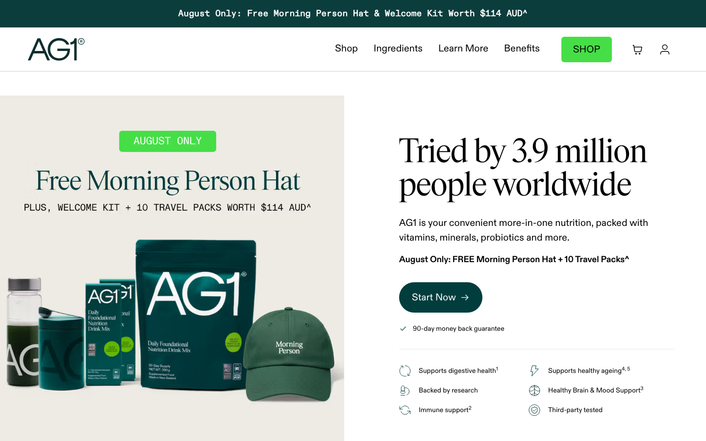 Landing page de AG1