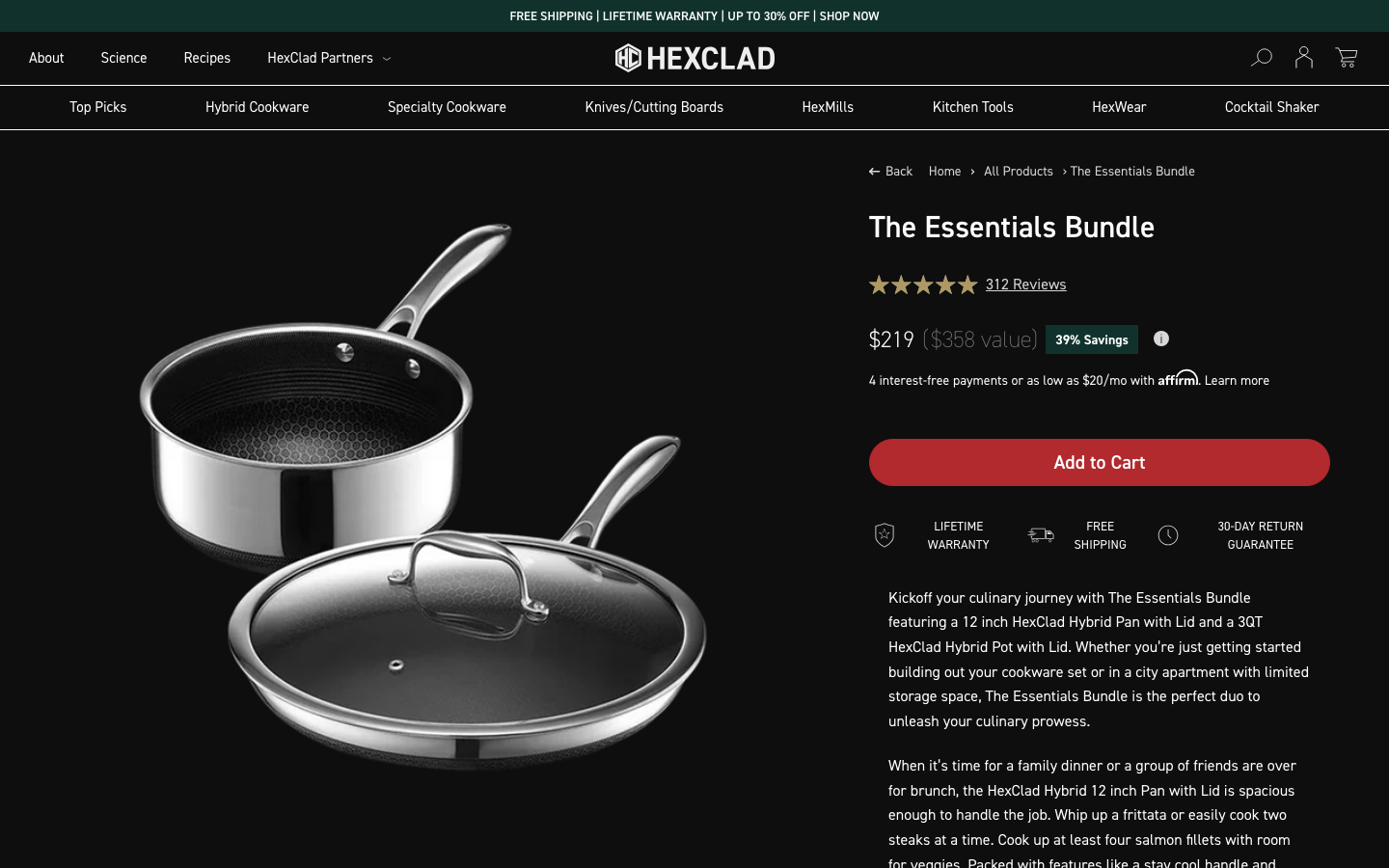 Landing page de HexClad