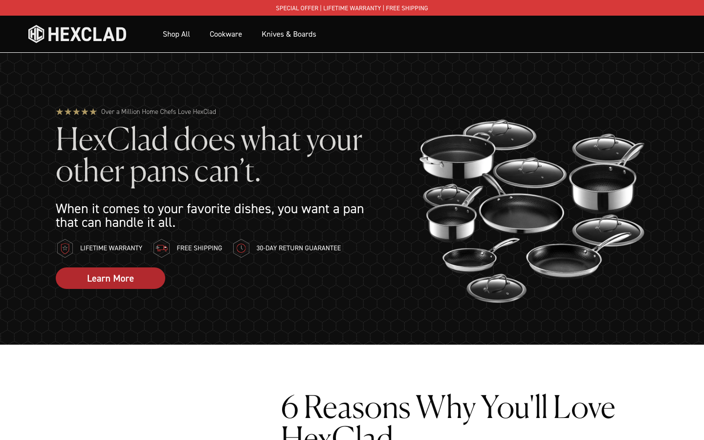 Landing page de HexClad
