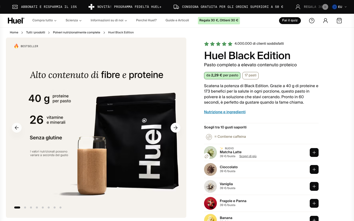 Landing page de Huel