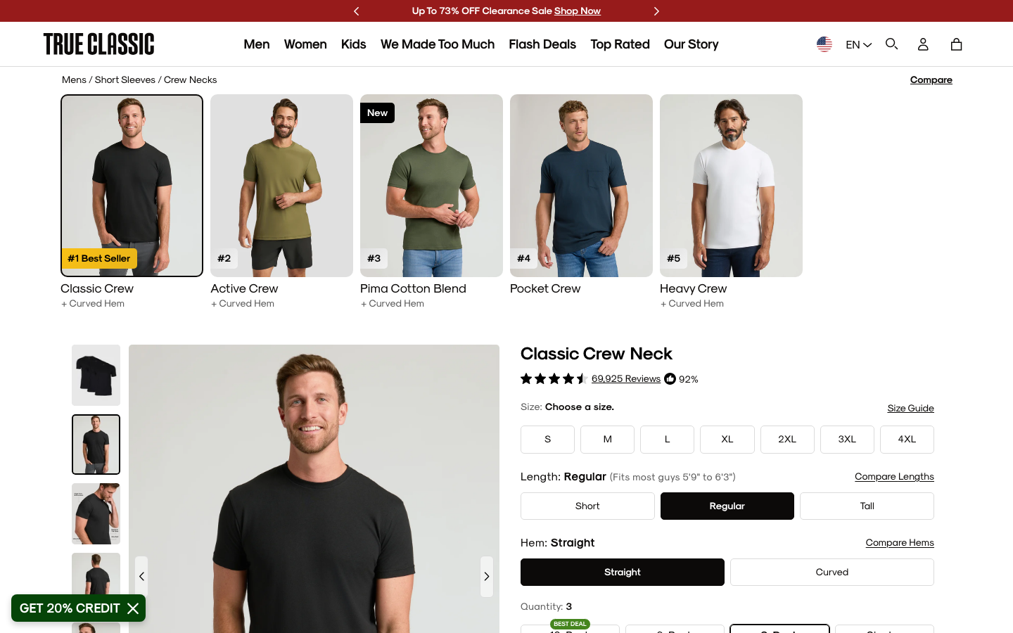 Landing page de True Classic