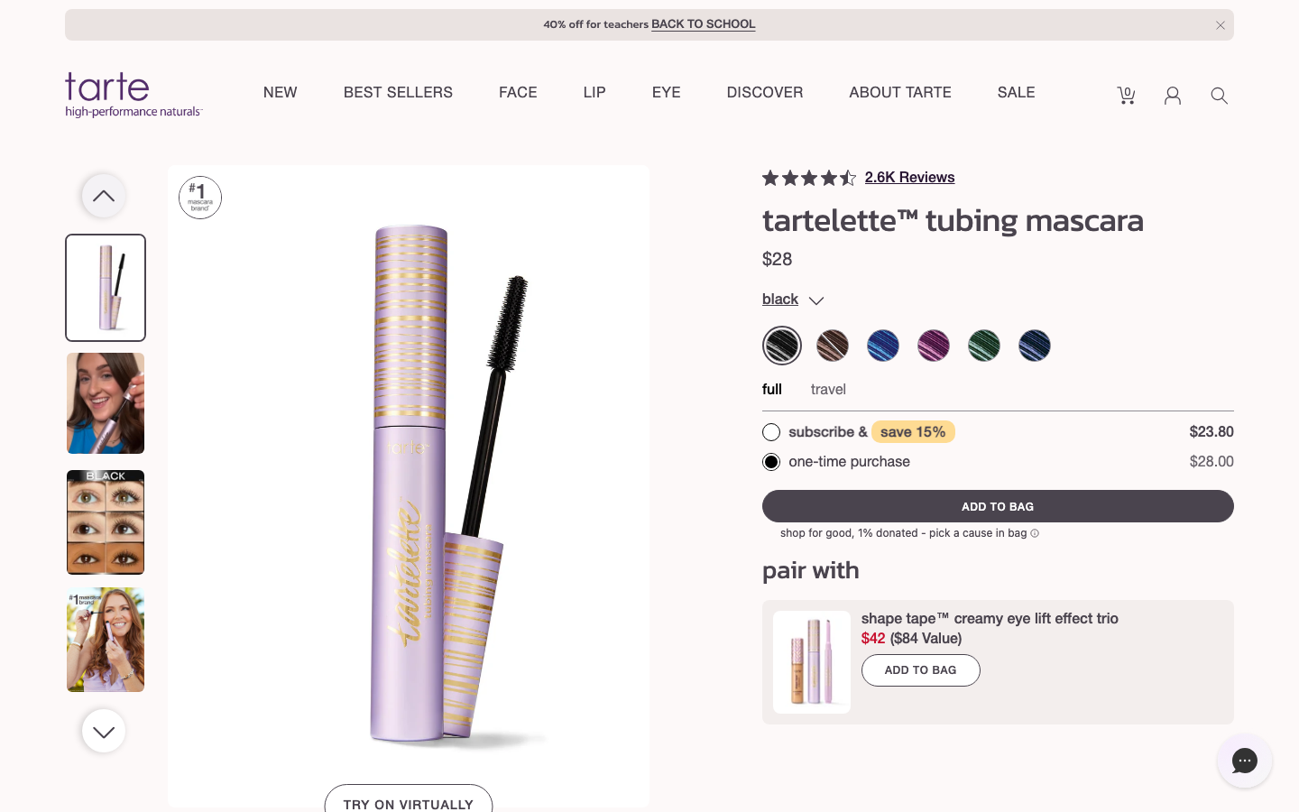 Landing page de Tarte