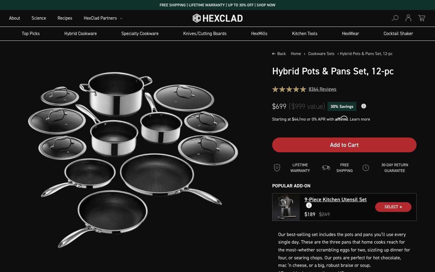 Landing page de HexClad