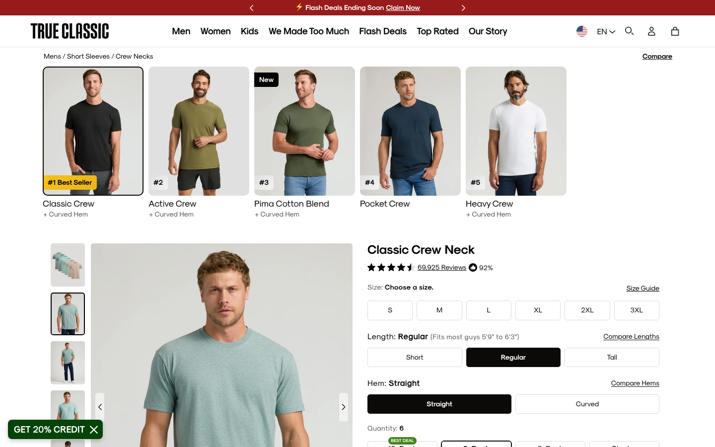 Landing page de True Classic