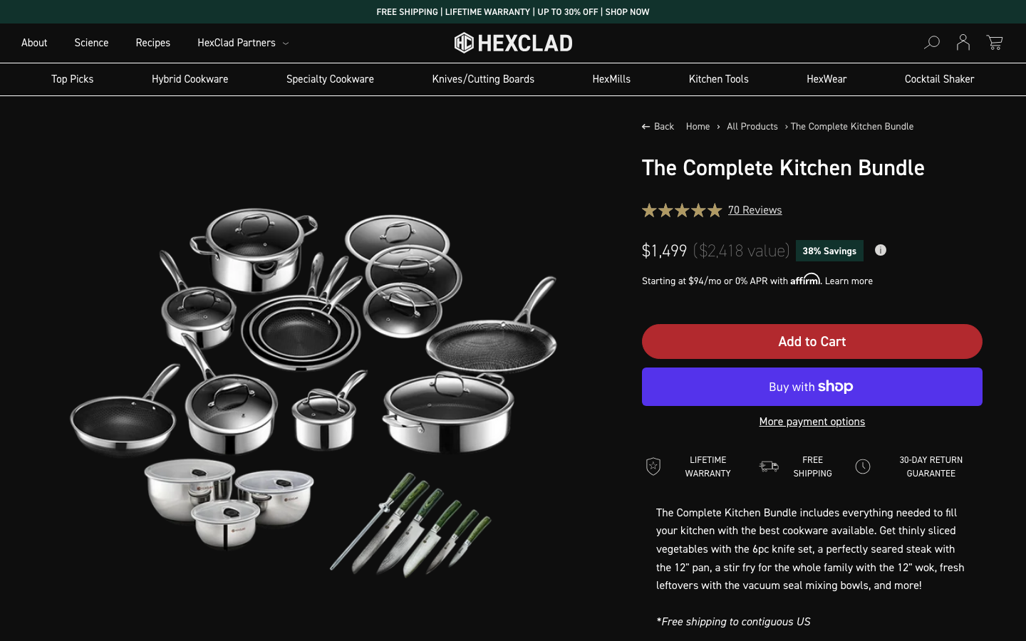 Landing page de HexClad