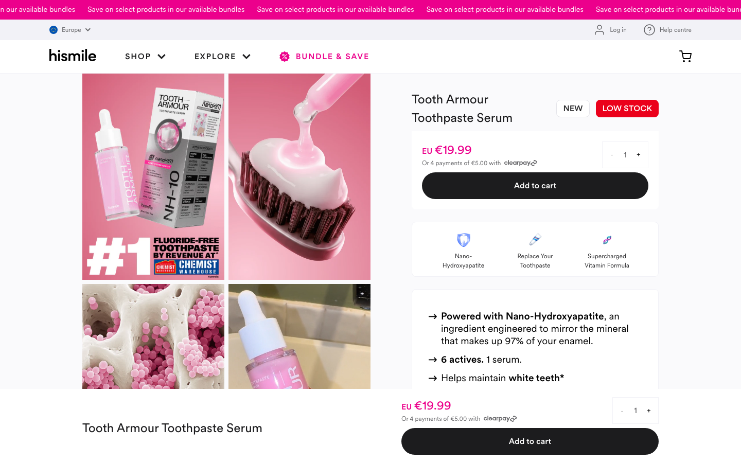Landing page de Hismile