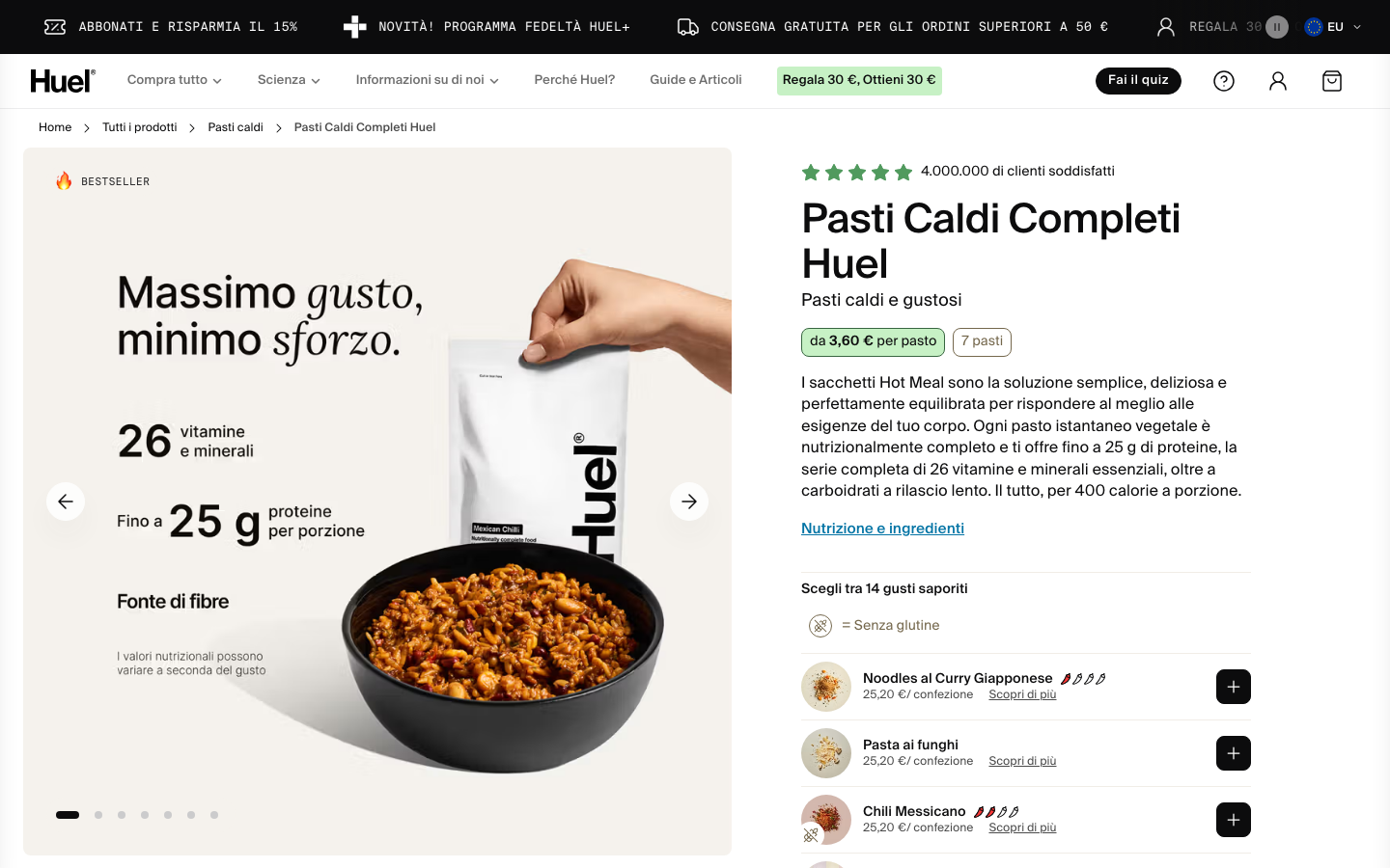 Landing page de Huel